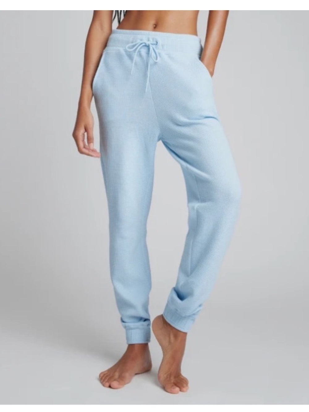 NEGATIVE • Waffle Knit Jogger Loungewear Sweatpants in Glacier Light Blue
